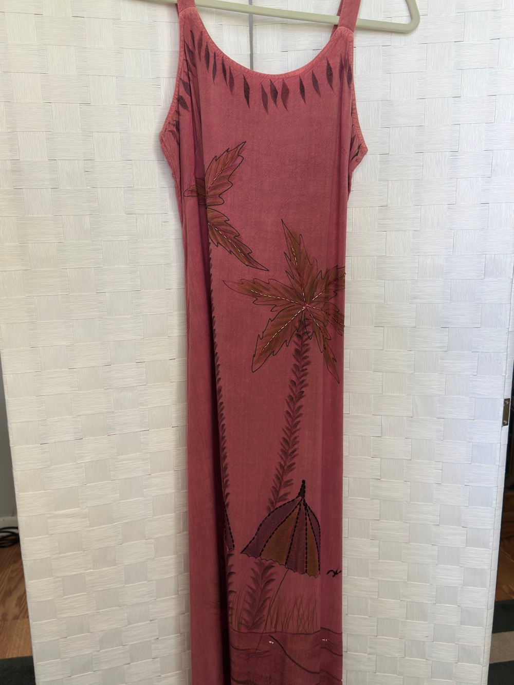 raya sun Mauve Printed Maxi Dress with Palm Motif